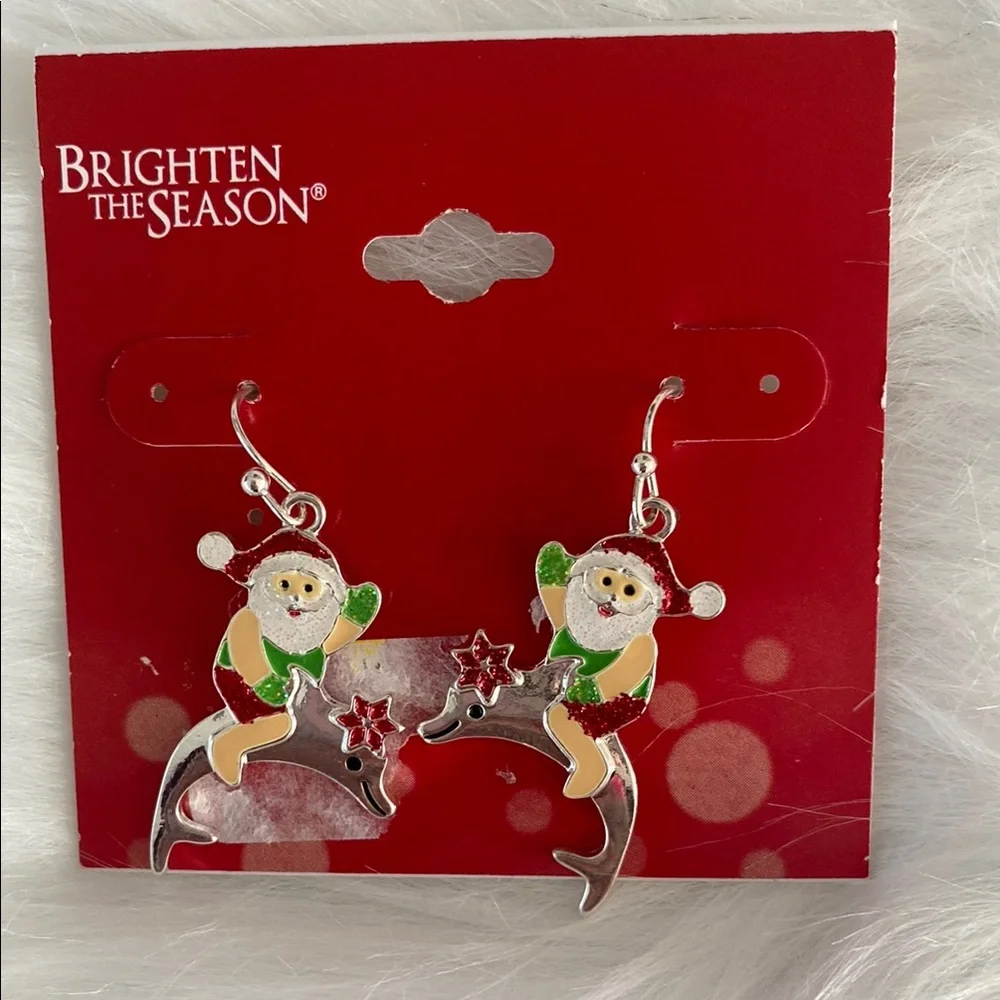 New Brighten The Season Santa Earrings